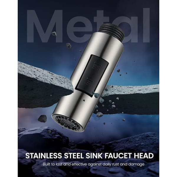 2-Mode High Pressure Pull Down Brushed Nickel Kitchen Faucet Spray Head Nozzle with 15 Adapters