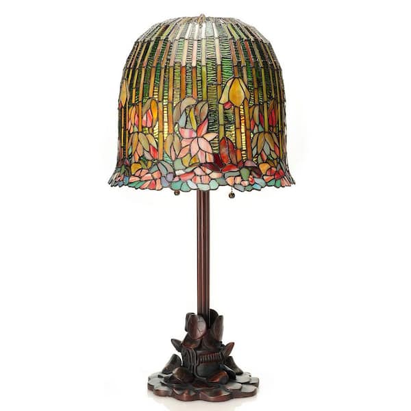 River of Goods 29 in. Multi-Colored Table Lamp with Tiffany Style Pond Lily  Stained Glass Shade 13829