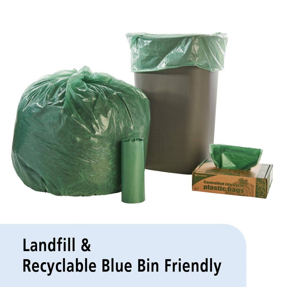 Green 33 Gallon Biodegradable Tearproof Trash Bags