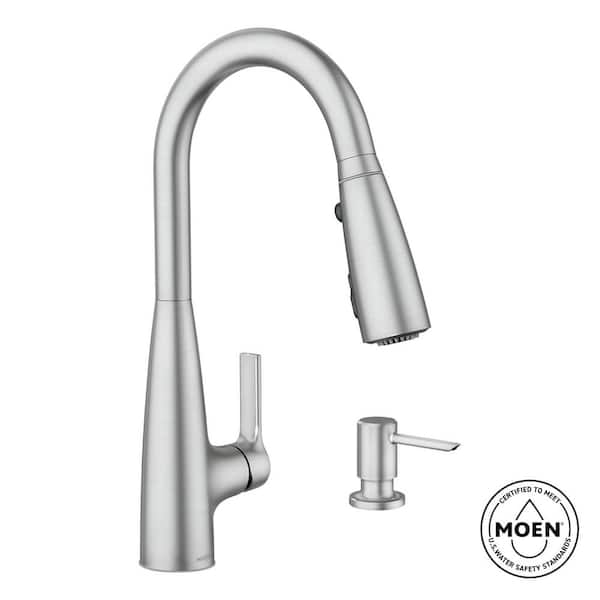 MOEN Haelyn Spot Resist Stainless 16 in. H Pull Down Sprayer Kitchen Faucet ColorCue with 360 Degree Spout Swivel Power Boost