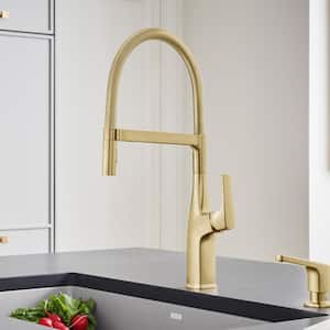 Rivana Single-Handle Semi-Pro Standard Kitchen Faucet in Satin Gold
