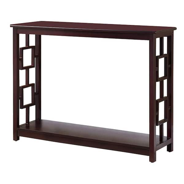 Kings Brand Furniture 42 in. Cherry Standard Rectangle Wood Console Table with Storage