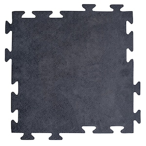 Smooth Interlocking Square Rubber Tile Mats - 4 Pack