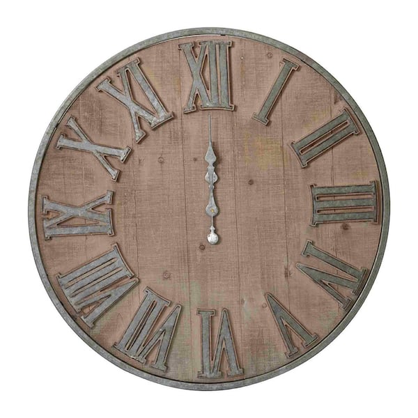 Avex 1-Piece 30 in. x 30 in. Brown Adelaide Oversized Wall Clock by Unknown Wooden Wall Art