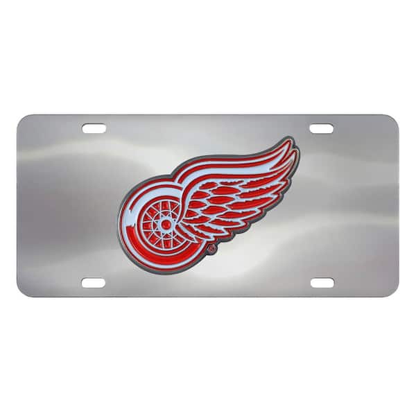FANMATS 6 in. x 12 in. NHL Detroit Red Wings Stainless Steel Die Cast License Plate