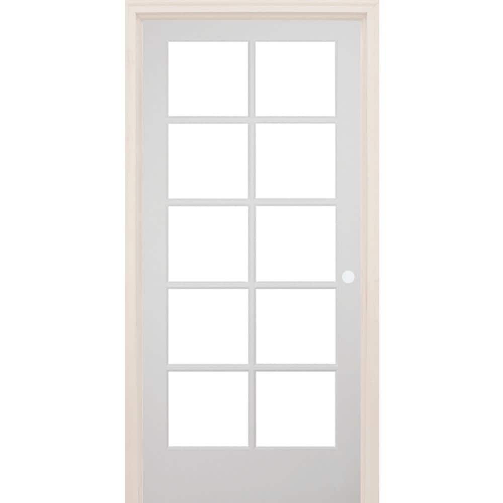 32 in. x 80 in. Left-Handed 10-Lite Clear Glass Solid Core White Primed Wood Single Prehung Interior Door price history on PriceWatchPro