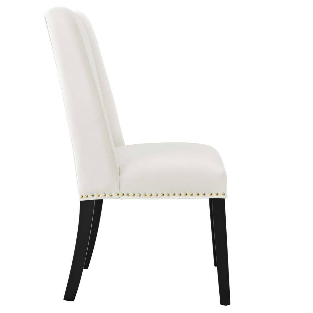 Elegant White Velvet Upholstered Side Chair with Wood Frame