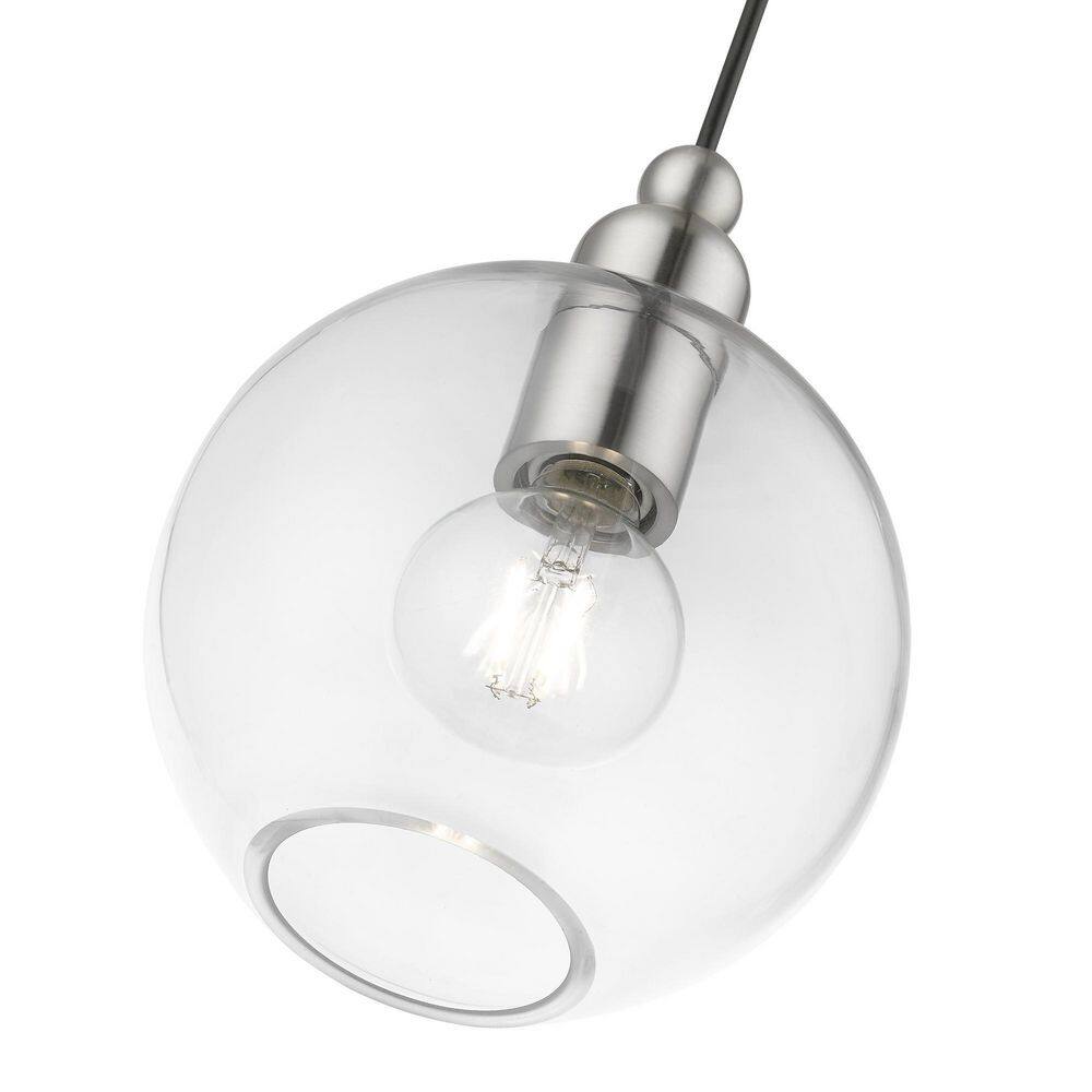 Downtown Elegance Brushed Nickel Globe Pendant with Clear Glass