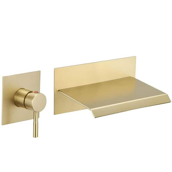 Bwe Widespread Waterfall Single Handle Wall Mounted Bathroom Faucet In Brushed Gold A 93006 Bg 5229