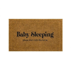 Baby Sleeping Natural 18 in. x 30 in. Faux Coir Doormat