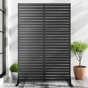 75 in. x 48 in. Black Patio Privacy Screen with Stand