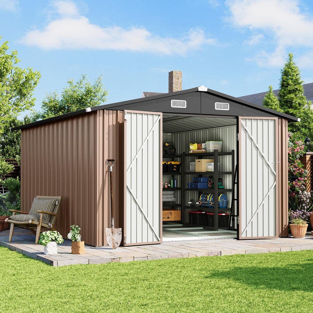 Sizzim 10 ft. W x 8 ft. D Tool Shed Metal Storage Shed with Metal