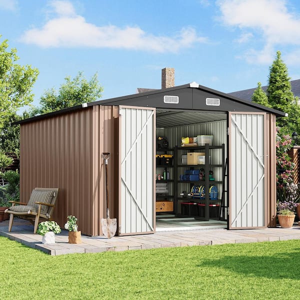 Sizzim 10 ft. W x 8 ft. D Tool Shed Metal Storage Shed with Metal