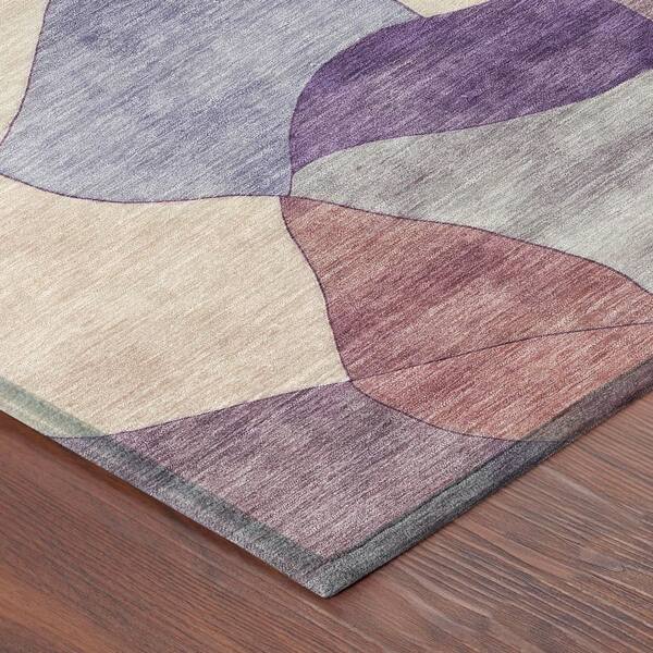 Chantille Machine Washable Indoor/Outdoor Abstract ACN2814 Plum 8 ft. x 8 ft. Round Rug
