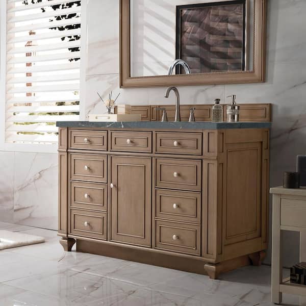 Bristol 48.0 in. W x 23.5 in. D x 34.0 in. H Single Bath Vanity in Whitewashed Walnut with Parisien Bleu Quartz Top