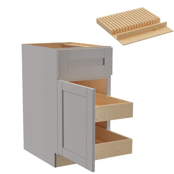 Home Decorators Collection Washington Veiled Gray Plywood Shaker Assembled Base Kitchen Cabinet Left 2ROT KB18 W in. 24 D in. 34.5 in. H