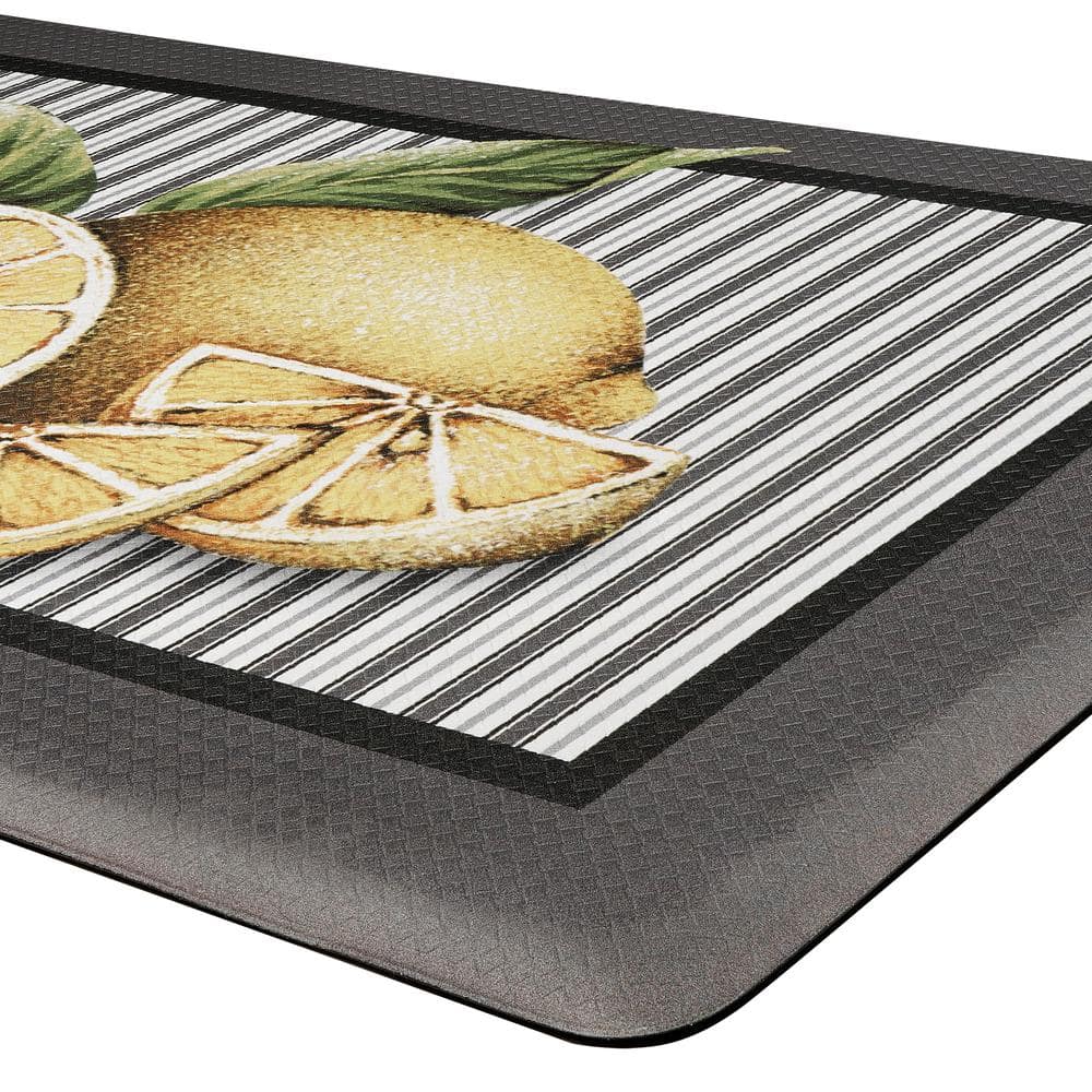 Lemon Drop Yellow and Gray Anti-Fatigue Kitchen Mat