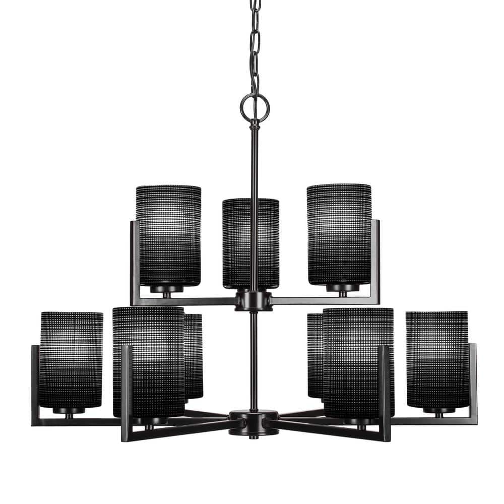 Cottonwood 9Light Black Chandelier, Round Chandelier with 4 in. Black
