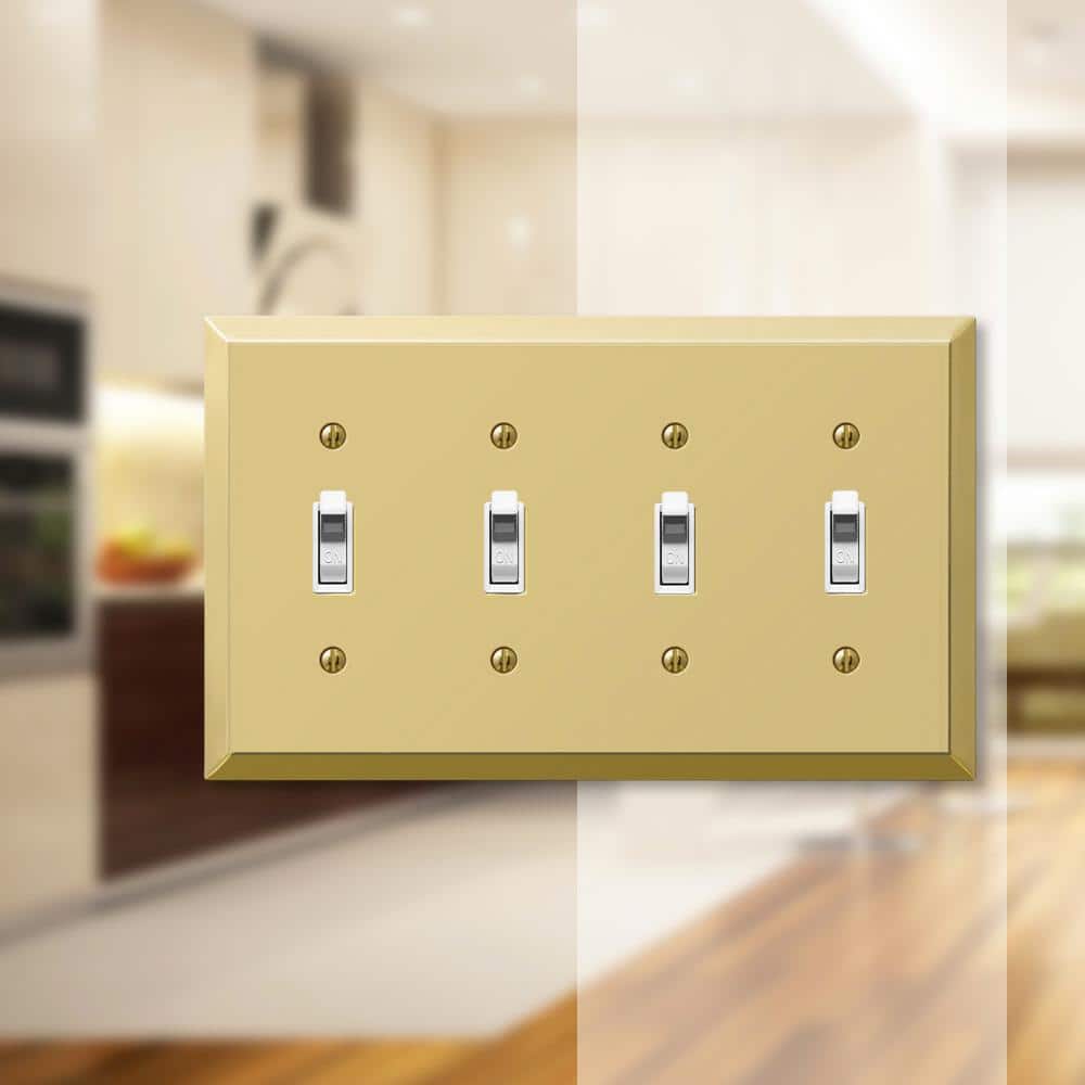 Polished Brass Quad Toggle Steel Wall Plate