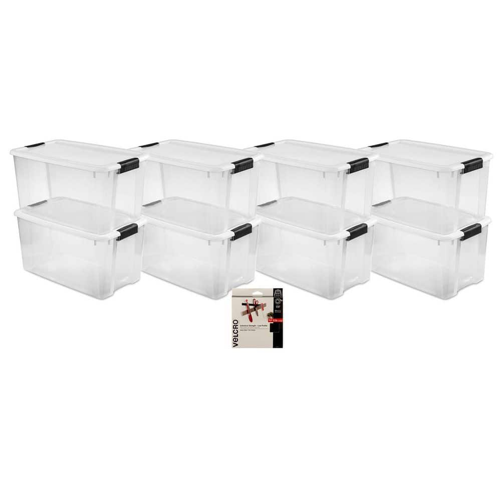 Sterilite 70 Qt. Storage (8-Pack) Bundled with VELCRO Brand 10 ft