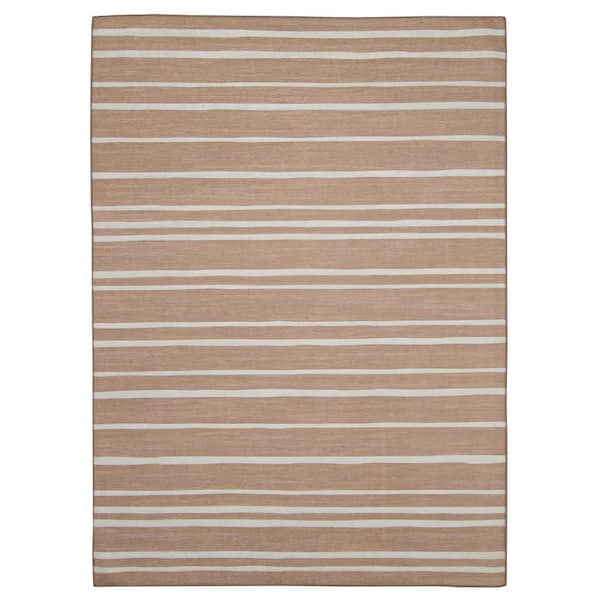 Linon Home Decor Westin Tan and Ivory 5 ft. x 7 ft. Washable Polyester Indoor/Outdoor Area Rug