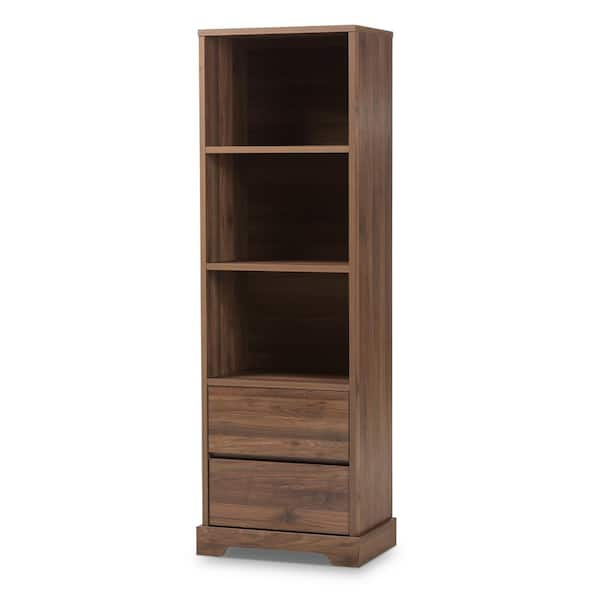 Baxton Studio 71.73 in. Brown Wood 3 shelf Accent Bookcase with