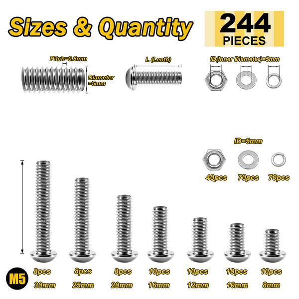 thumbnail image 2 of 574 Piece Stainless Steel Button Head Allen Screw Assortment – 18-8 Various Sizes 2 of 4