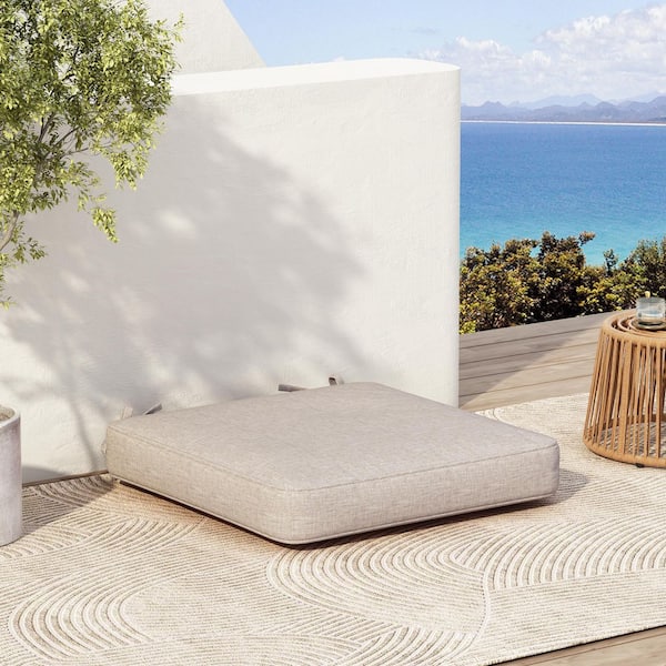 Noah 19 in. x 19 in. Patio Seat Pad Square Outdoor Dining Chair Cushion, Beige