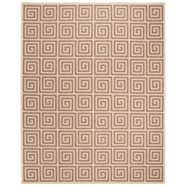 SAFAVIEH Beach House Beige/Cream 9 ft. x 12 ft. Geometric Indoor/Outdoor Patio  Area Rug