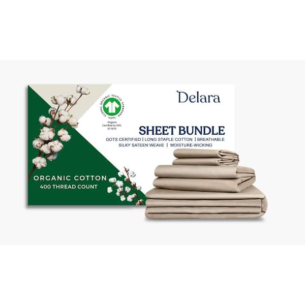 Delara 7-Piece Natural Sheet Bundle Set 100% Organic Cotton Full Duvet Set+Sheet Set