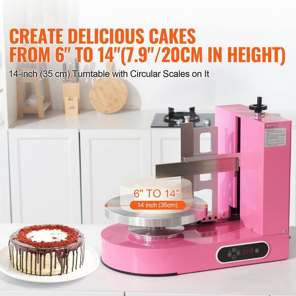 Cake Decorating Machine, 1 Piece, Aluminum Alloy, Classic Cake Pan Sets, Low Noise 25-320RPM Speed, 6-14 in. Cake, Pink