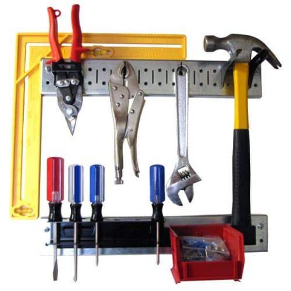 2.5 in. H x 96 in. W Wide Metal Pegboard Set Strip Garage Rail Tool Organizer Set