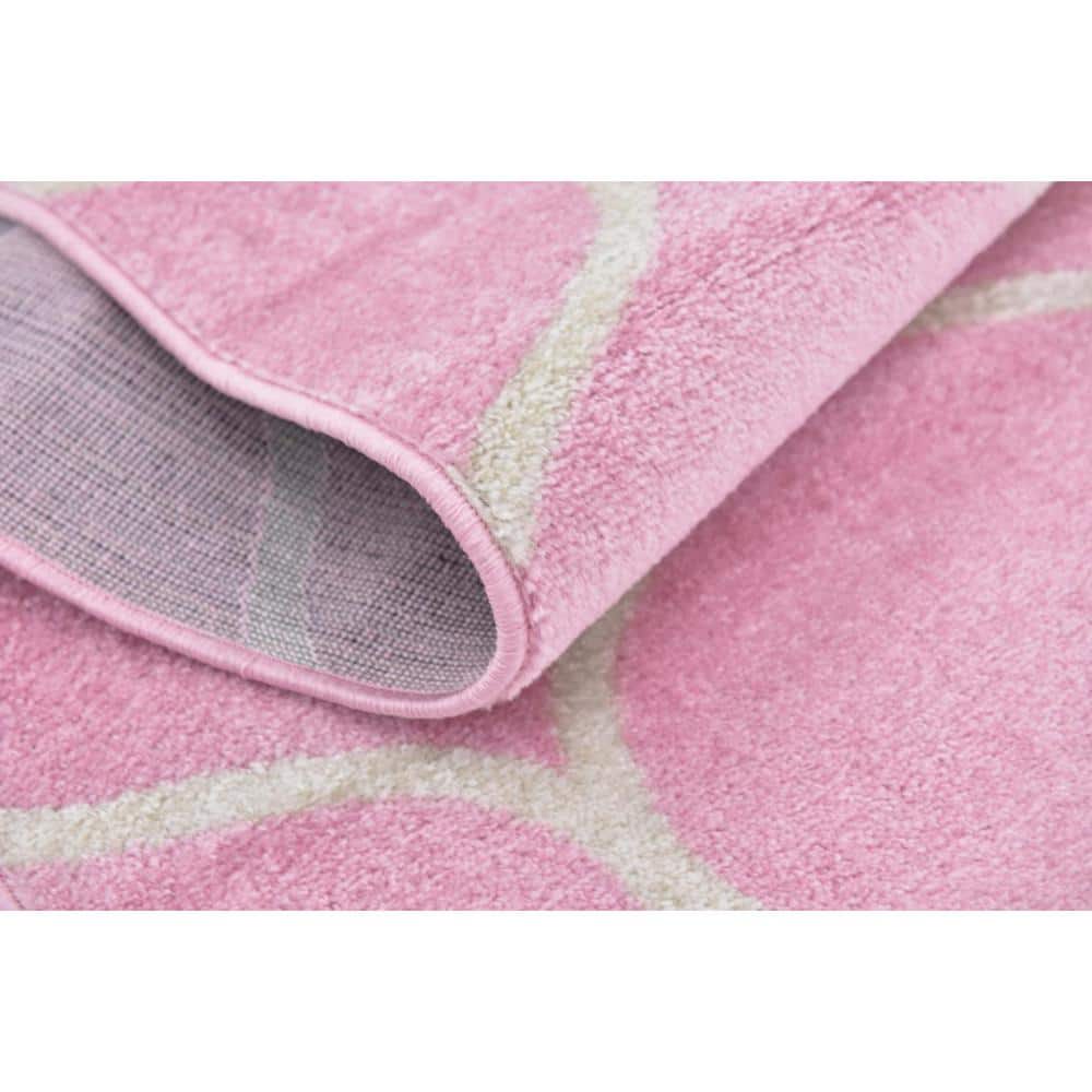 Pink Rectangular Stain-Resistant Synthetic Area Rug