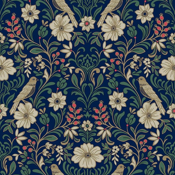 Magnolia Home by Joanna Gaines Colette Navy Wallpaper