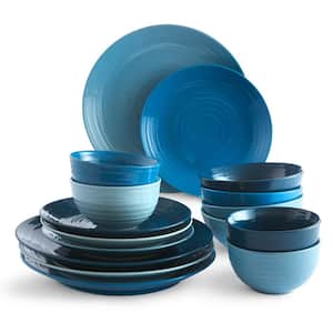 Siterra 16-Piece Casual Ocean Blue Dinnerware Set (Service for 4)