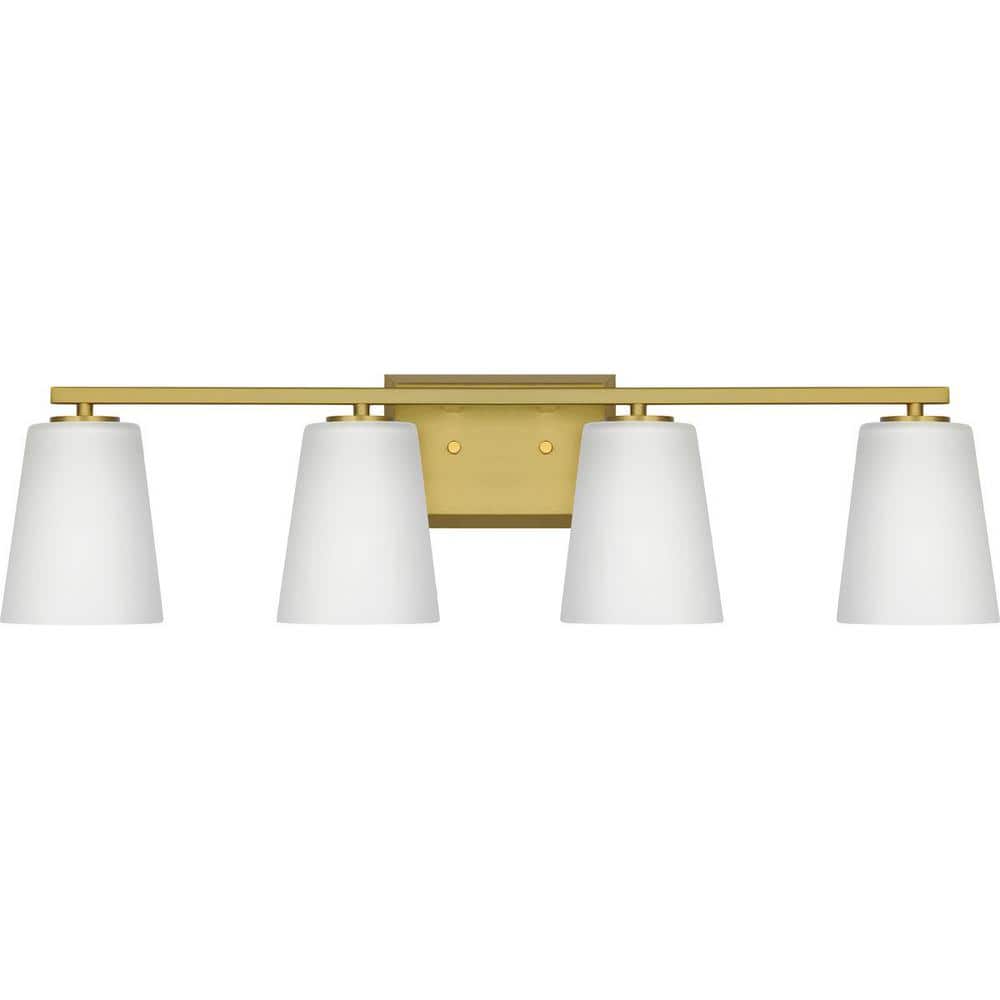 Brushed Gold 4-Light Dimmable Bath Vanity Fixture