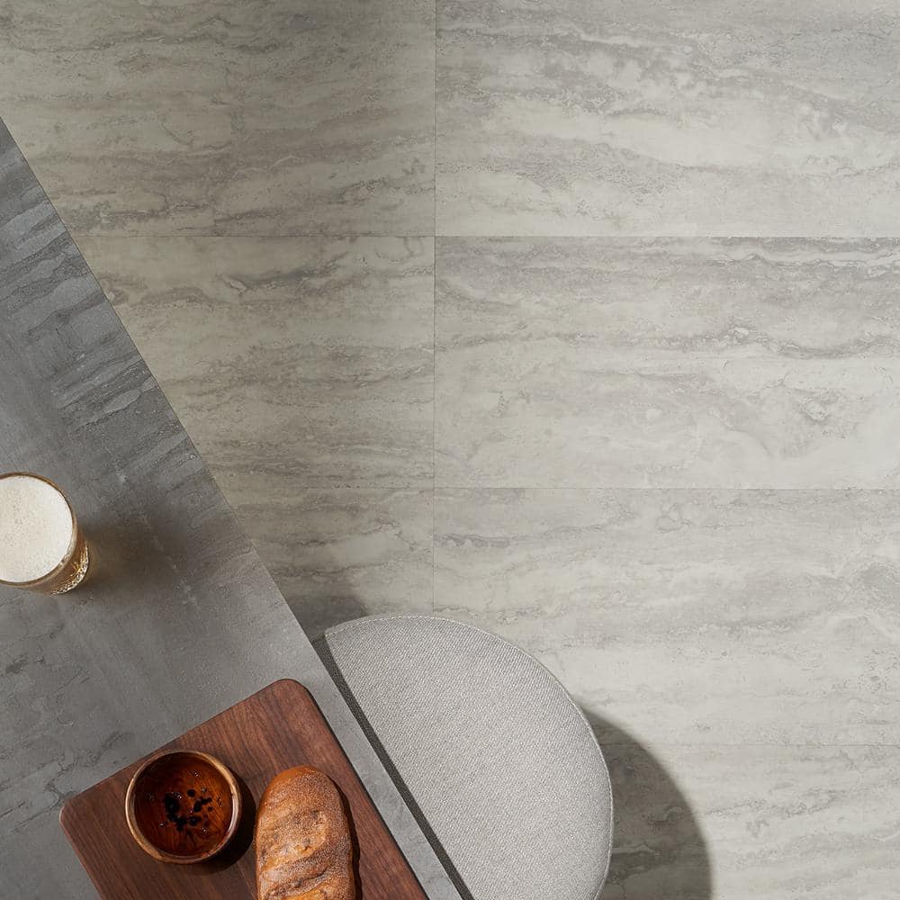 Elmdale Light Gray Wide Plank Vinyl Tile with Water Protection