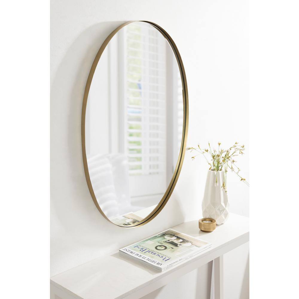 Midcentury Oval Gold Iron Vanity Mirror 24x34.7 Inches