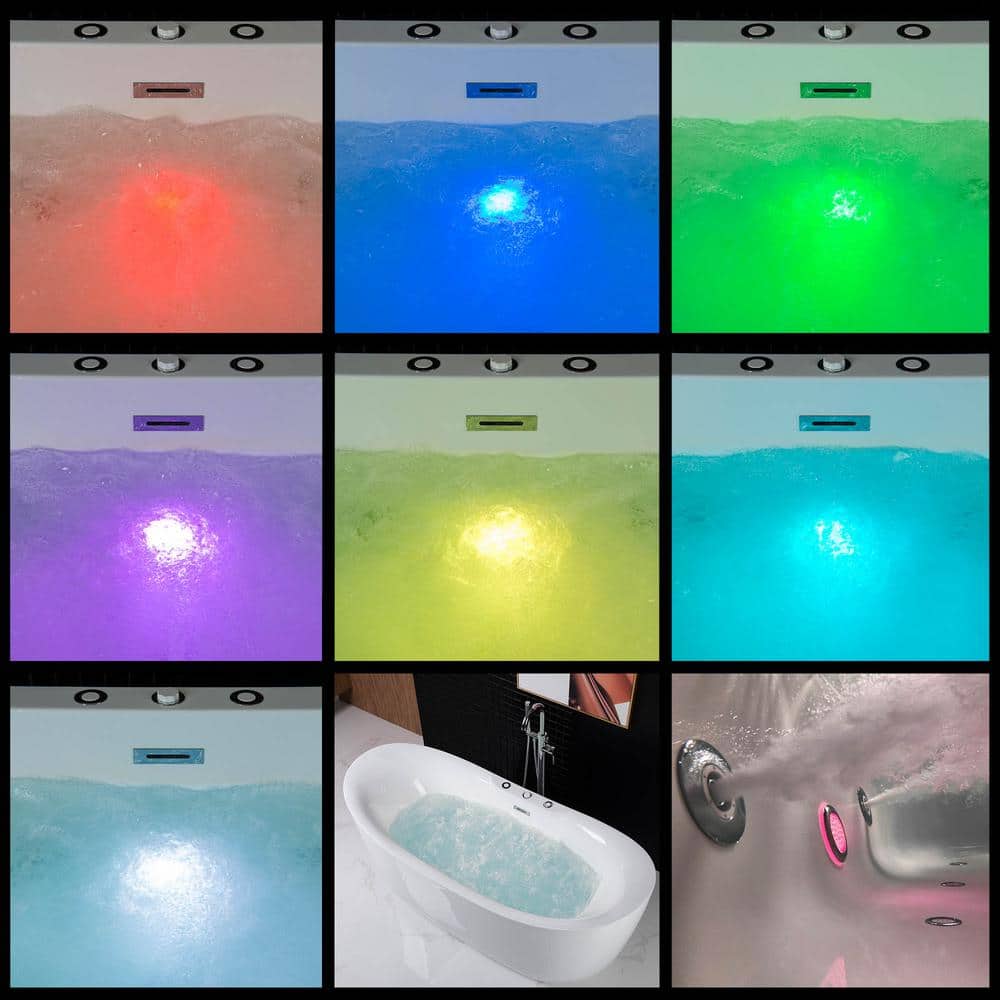 71'' White Acrylic Freestanding Double Slipper Bathtub with Jets