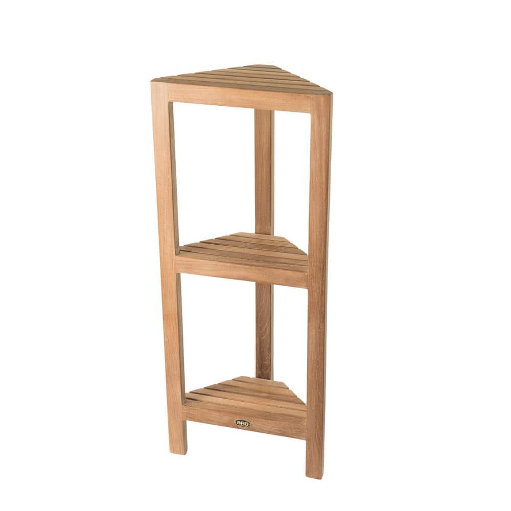 14.5 in. W Fiji Corner Bathroom Shower Foot Seat for Shaving or 3-Tier Shel