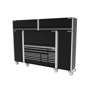 127 in. W x 24.5 in. D Professional Duty 20-Drawer Mobile Workbench Tool Storage Combo with 2-End Lockers and Top Locker