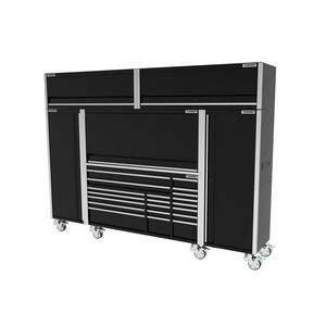 72 in. W x 24.5 in. D Professional Duty 20-Drawer Mobile Workbench Combo w/ 2 Side Lockers, 2 Top Lockers, and Top Hutch