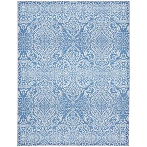 Washables Blue 8 ft. x 10 ft. Damask Contemporary Area Rug