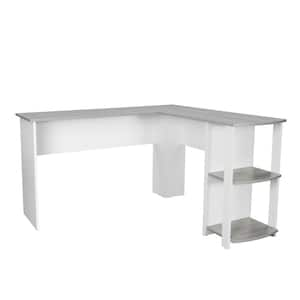 Ameriwood Home 51 in. L-Shaped Gray Writing Desk with Glass Top HD91821 ...