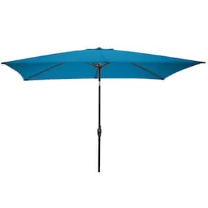 10 ft. Market Rectangular Tilt Patio Umbrella with Push Button in Turquoise