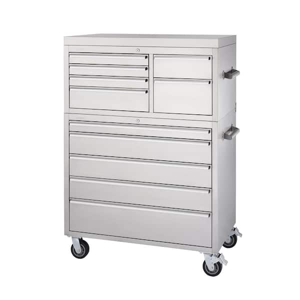 TRINITY 43 in. 11Drawer Stainless Steel Rolling Tool Chest Combo TLS