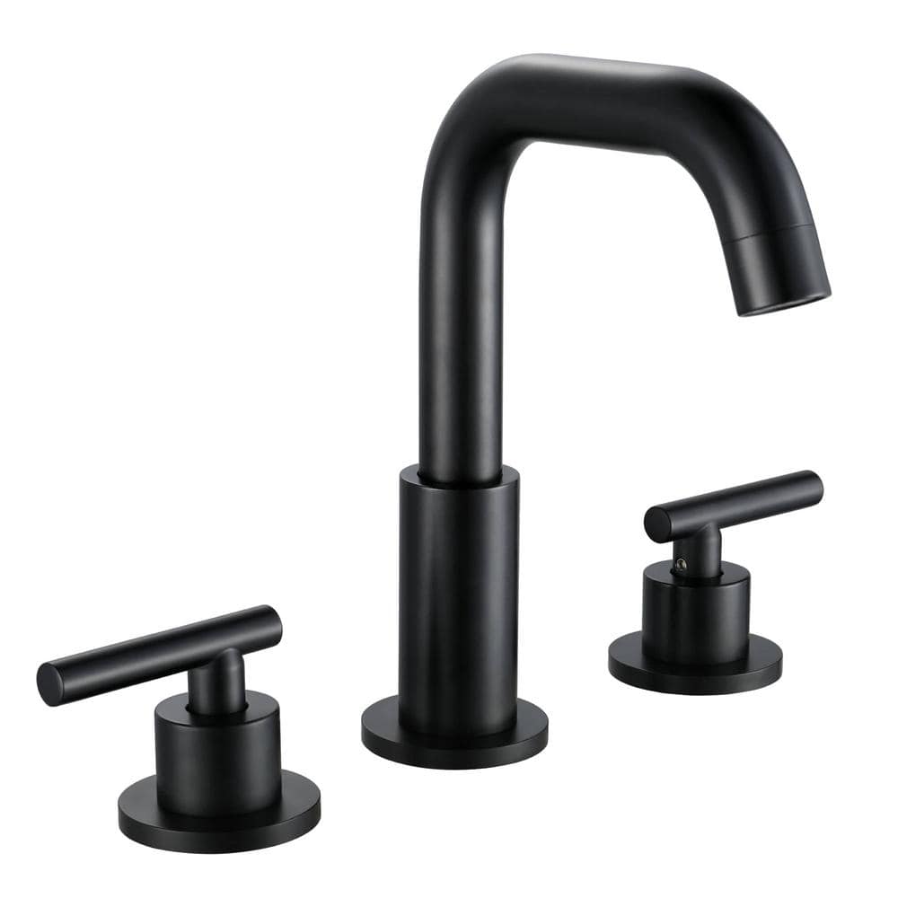 FLG 8 in. Widespread Double-Handle Bathroom Faucet 3-Holes Modern Brass ...