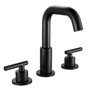8 in. Widespread Double-Handle Bathroom Faucet 3-Holes Modern Brass Sink Faucet in Matte Black