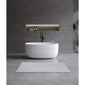 Moray 47 in. x 25 in. Solid Surface Stone Resin Flatbottom Freestanding Double Slipper Soaking Bathtub in Matte White