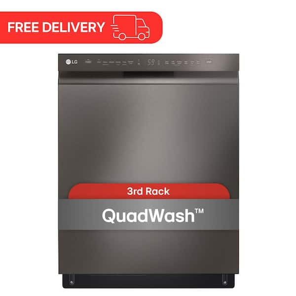 24 in. PrintProof Black Stainless Steel Front Control Dishwasher